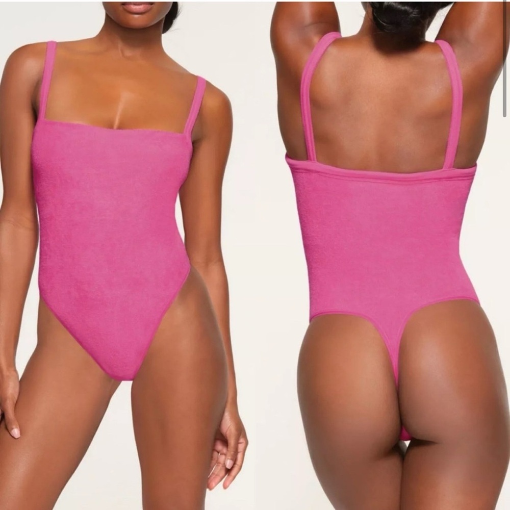Skims Pink Terry Cloth Body Suit